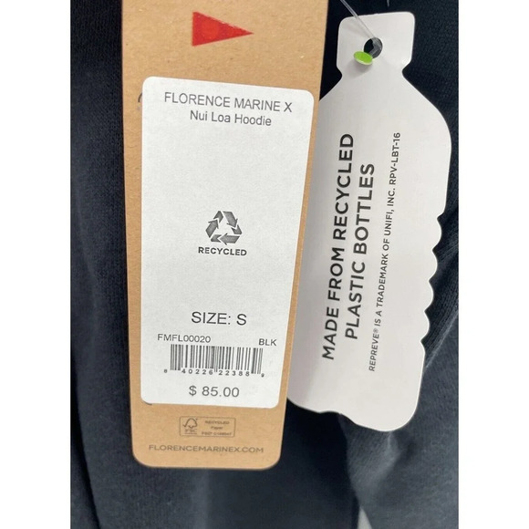Florence Marine X Men's Nui Loa Hoodie Surf Sweatshirt Fleece Black Size Small - Picture 7 of 7
